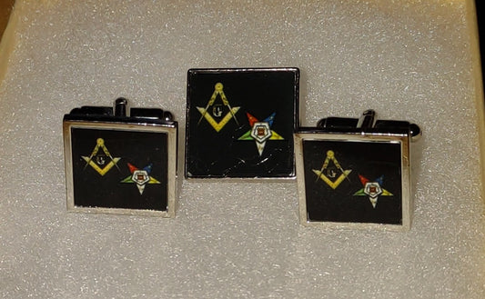 Square Cufflinks and Pin Set